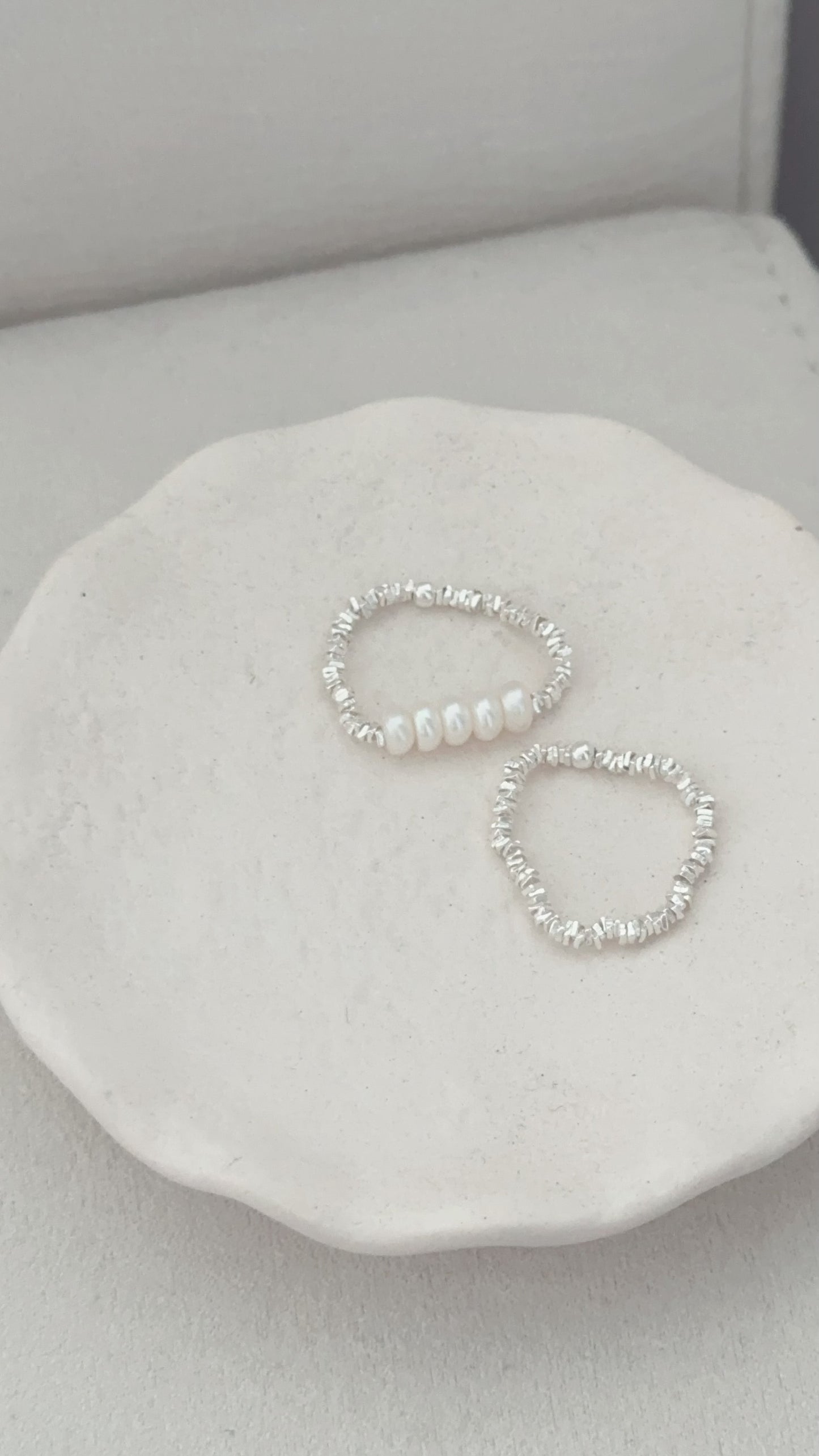 Silver Pearl Ring Set
