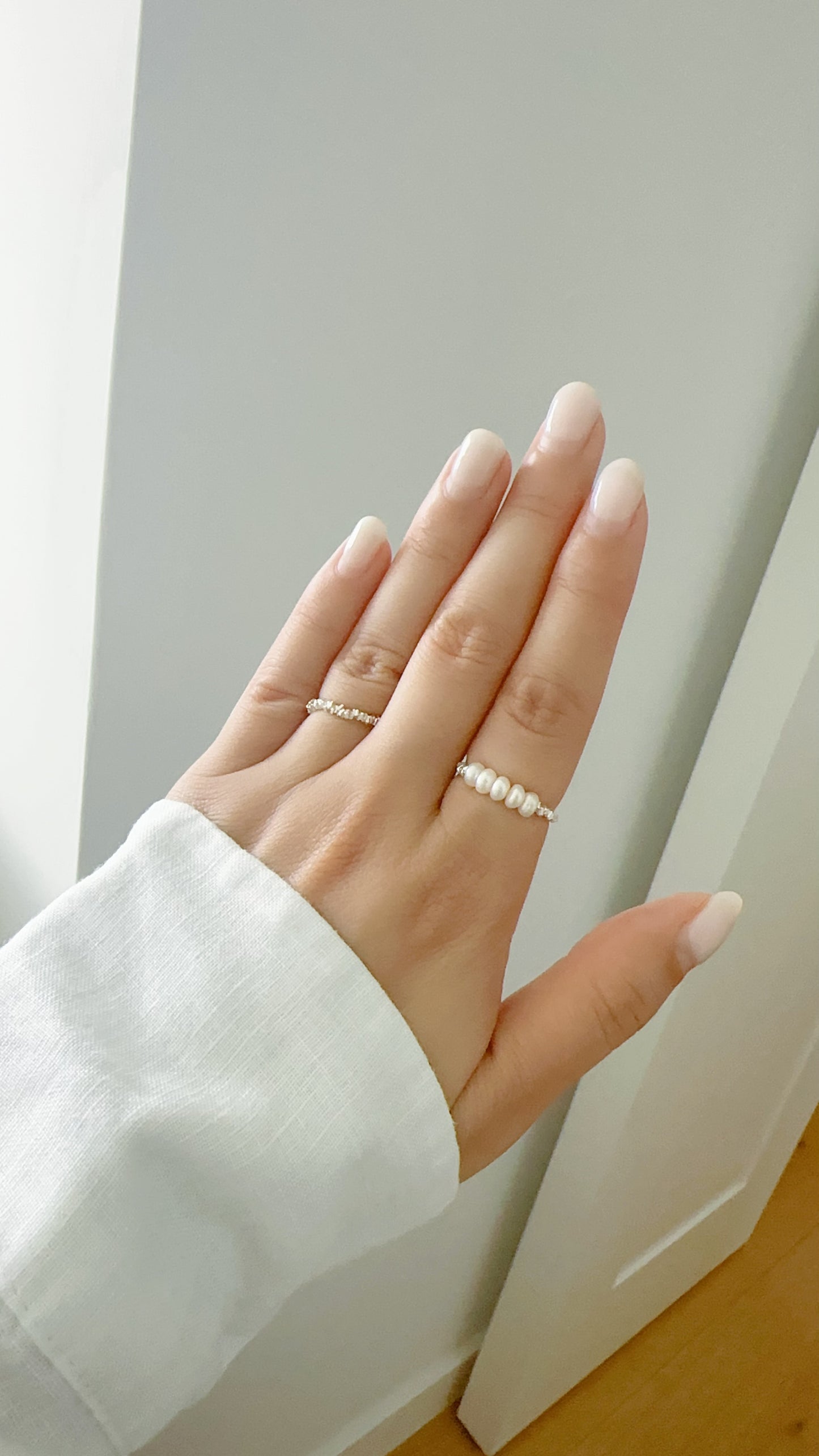 Silver Pearl Ring Set